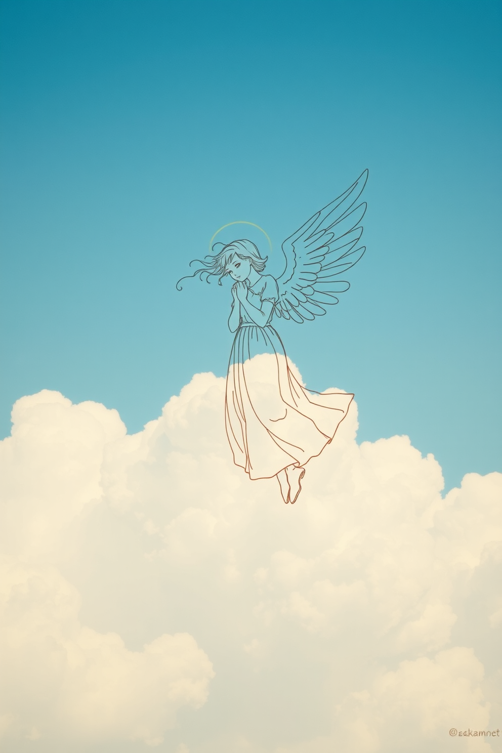 Angel Drawing on a Cloud