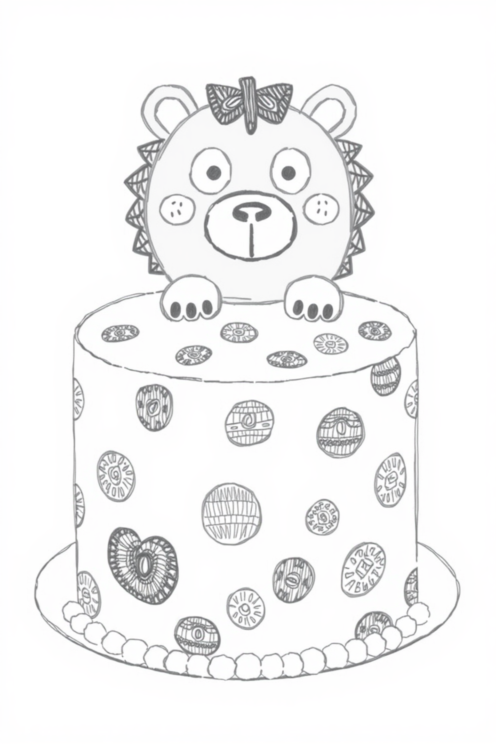Animal-themed cake drawing