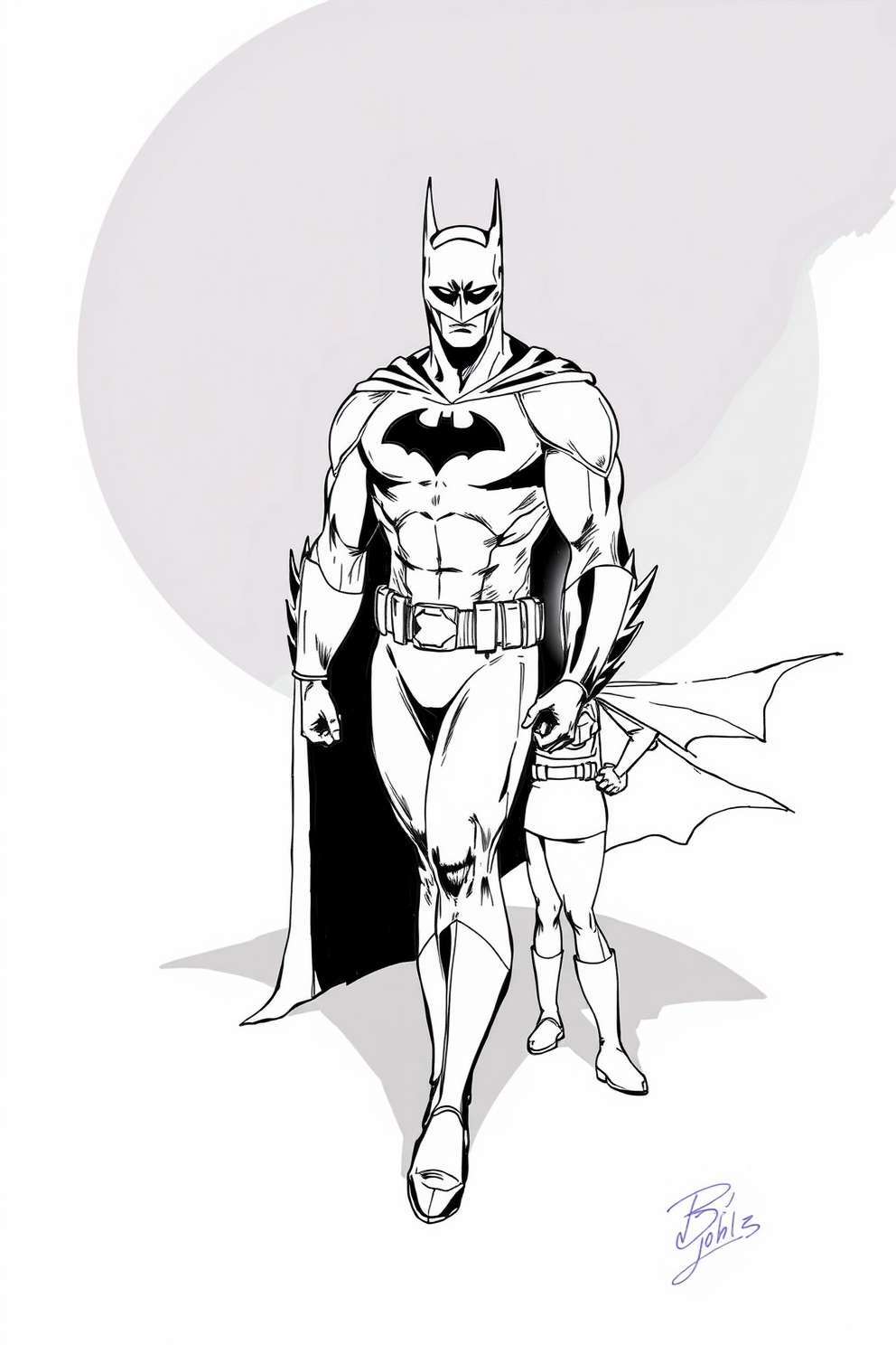 Batman with a Sidekick Drawing