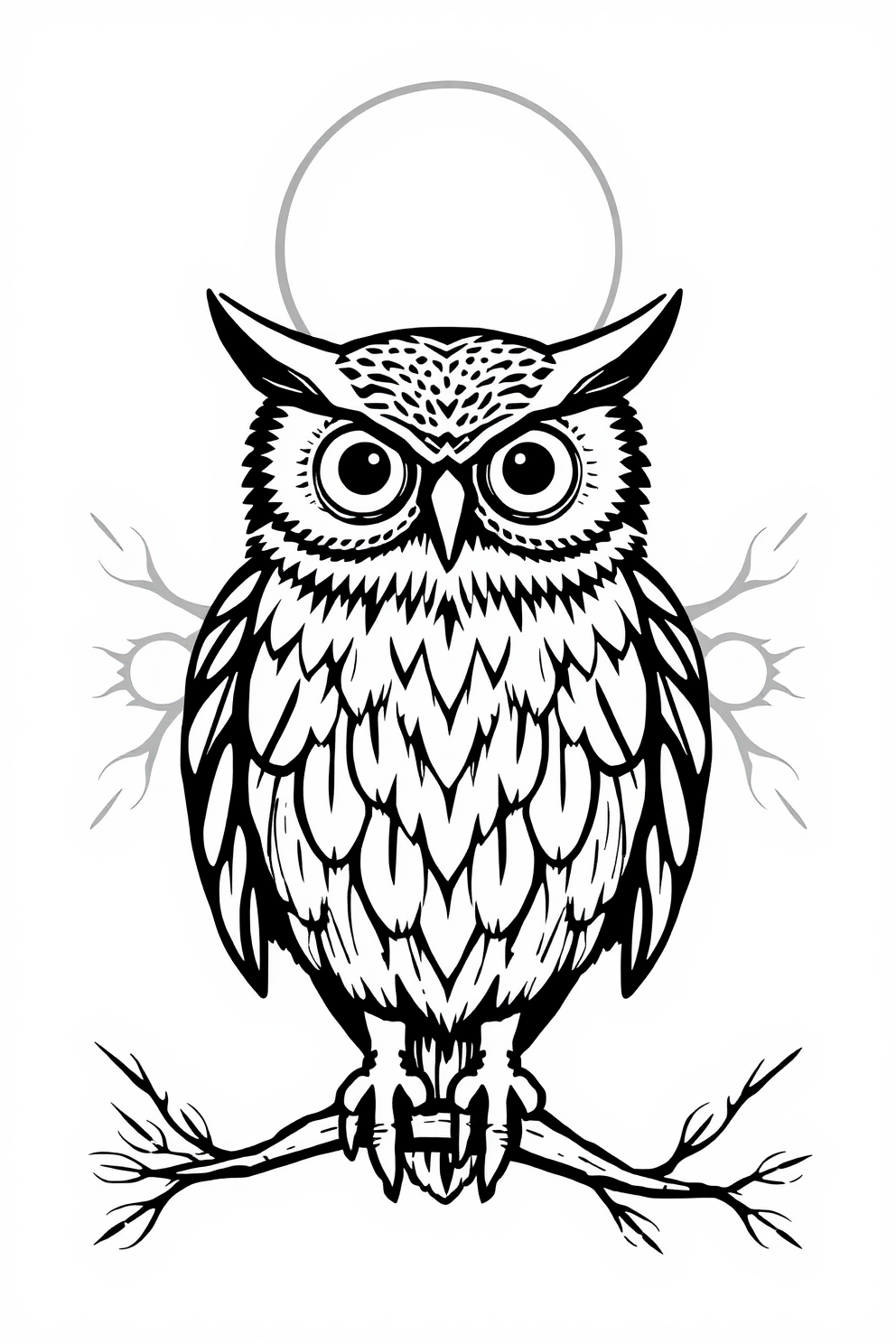 Black and White Owl Illustration