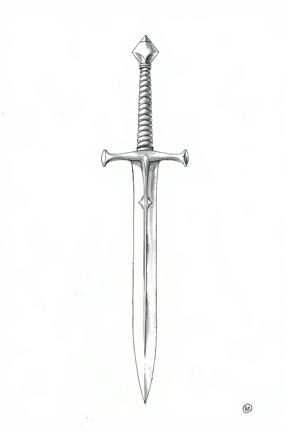 Black and White Sword Drawing