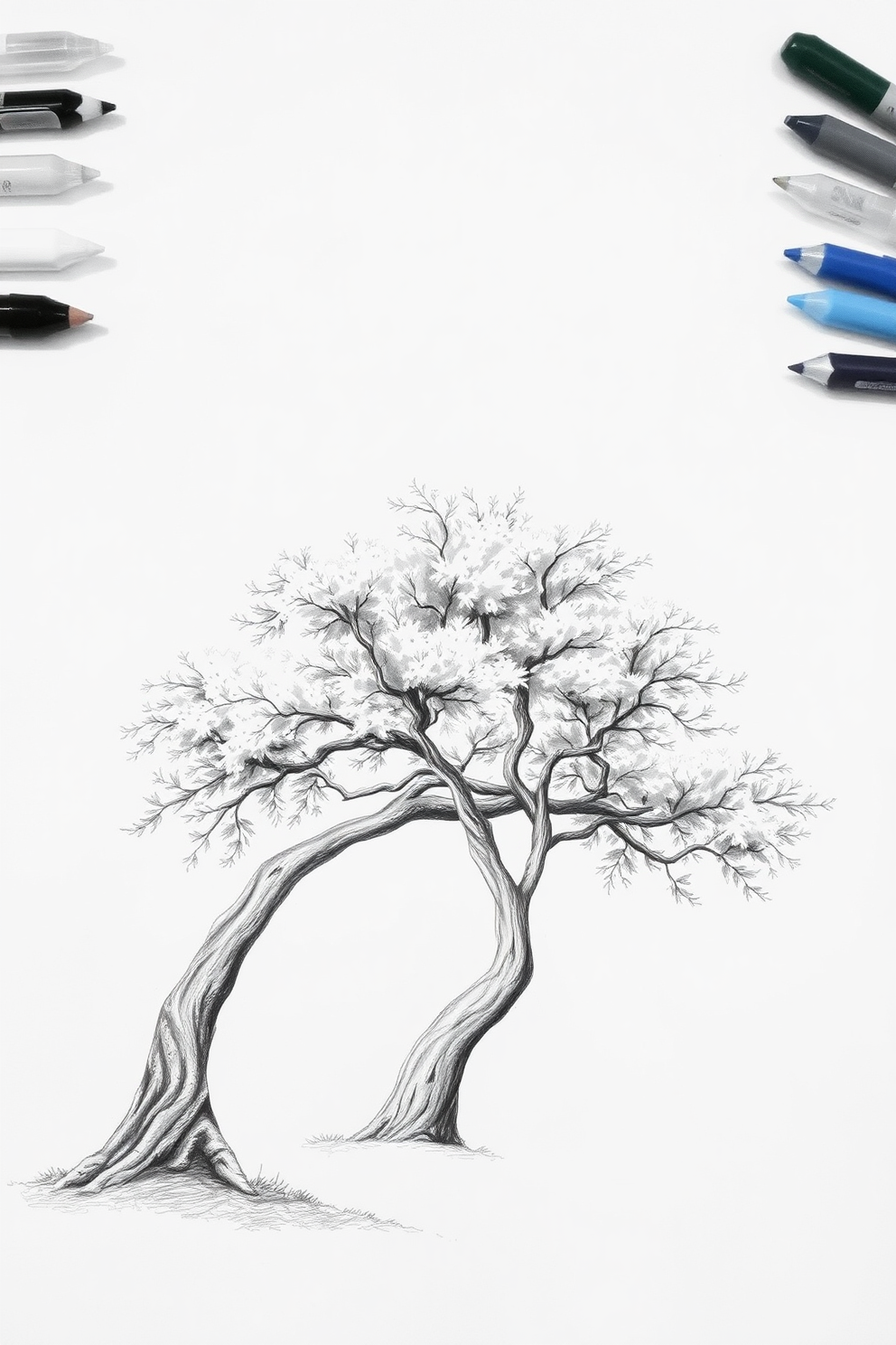 Black and White Tree Drawing