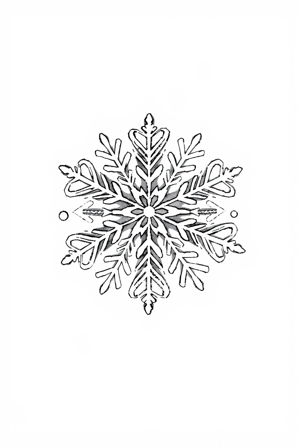 Black and white snowflake drawing