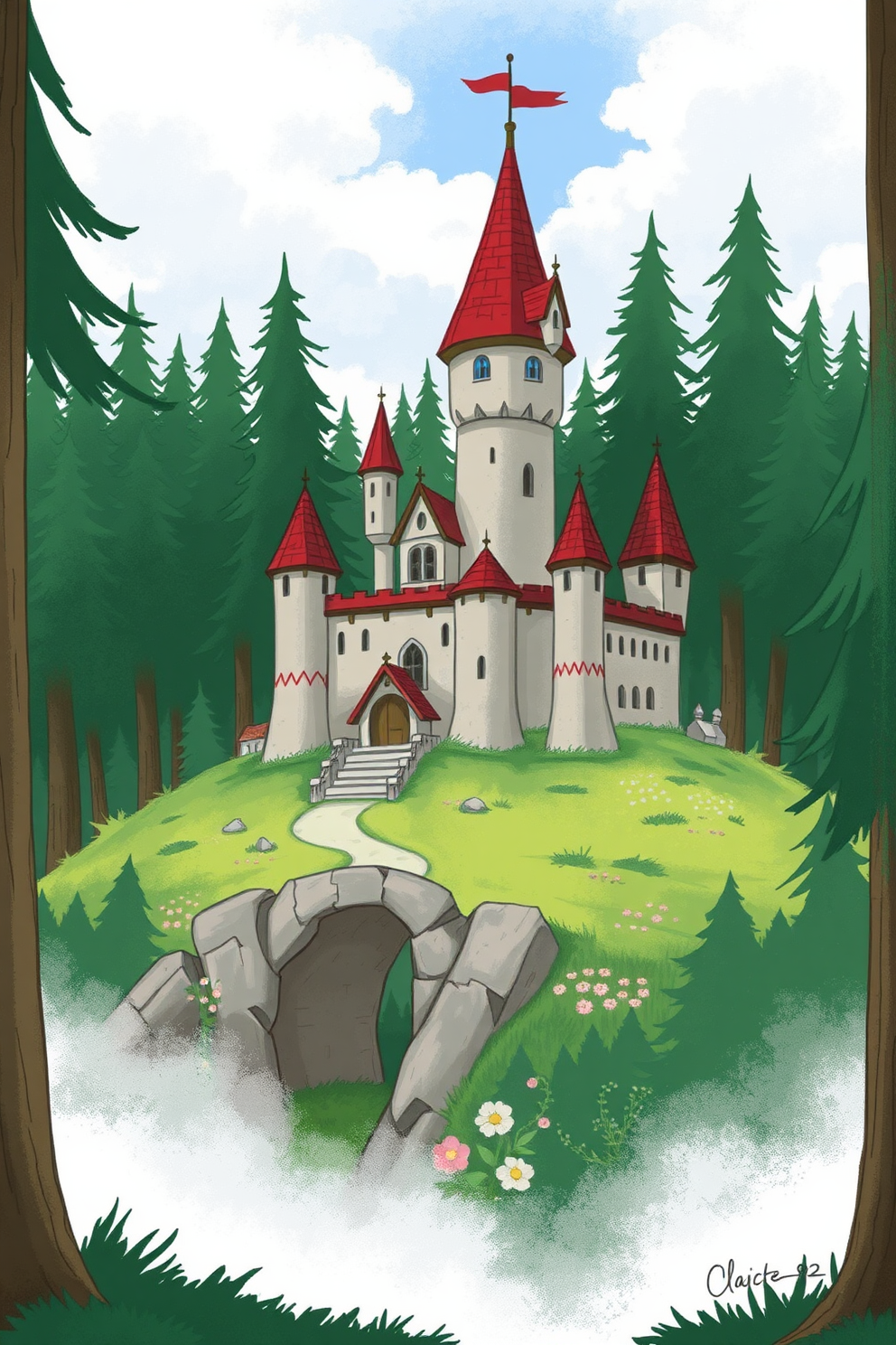 Castle in a Forest Drawing