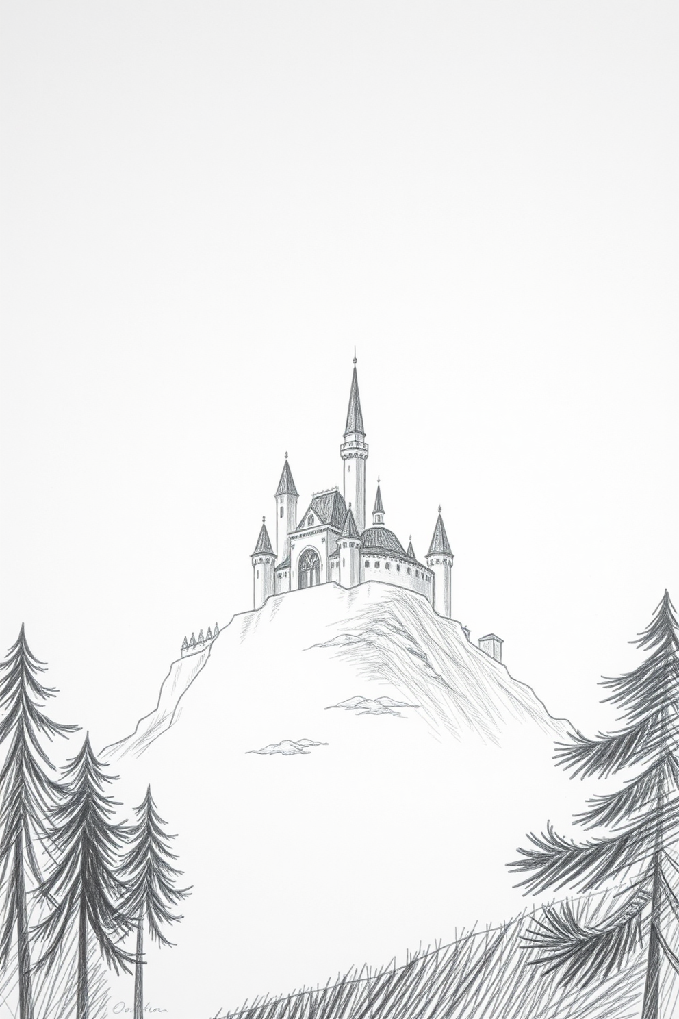 Castle on a Hill Drawing