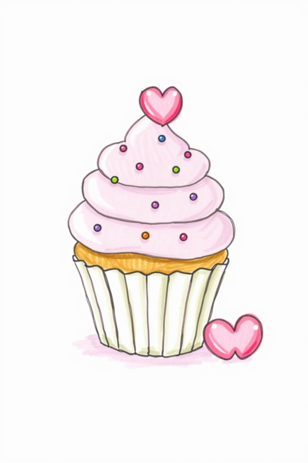 Charming Cupcake Drawing