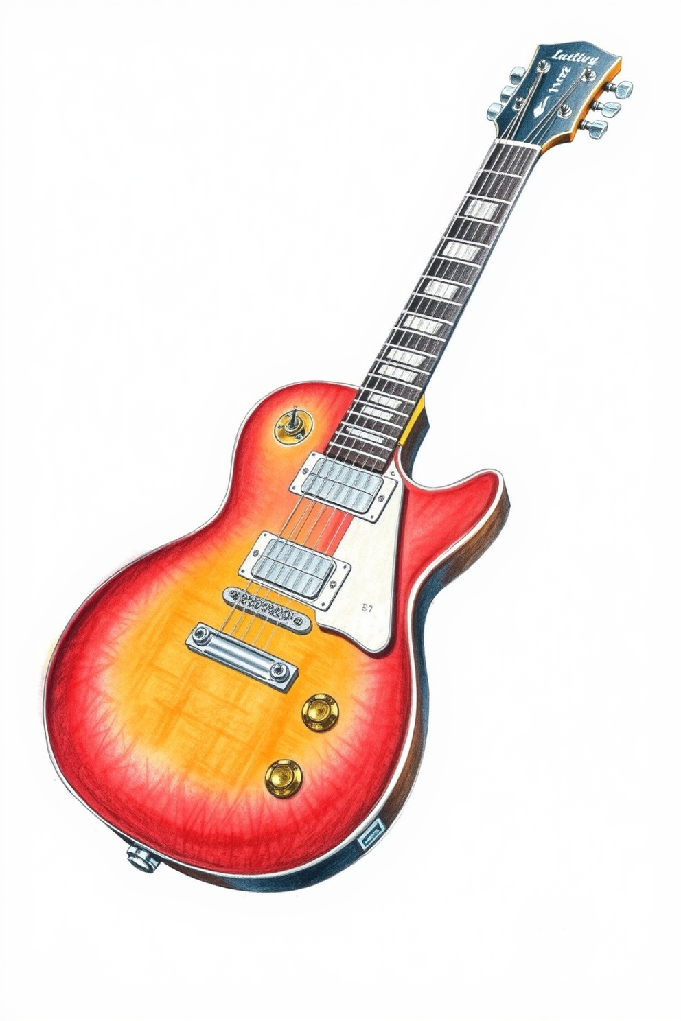 Color pencil drawing of an electric guitar
