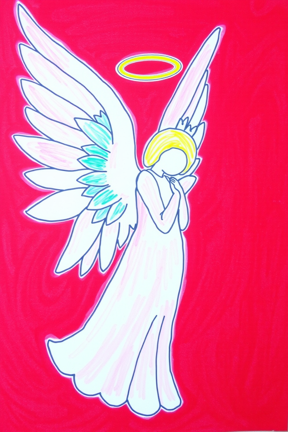 Colorful Angel Drawing with Wings