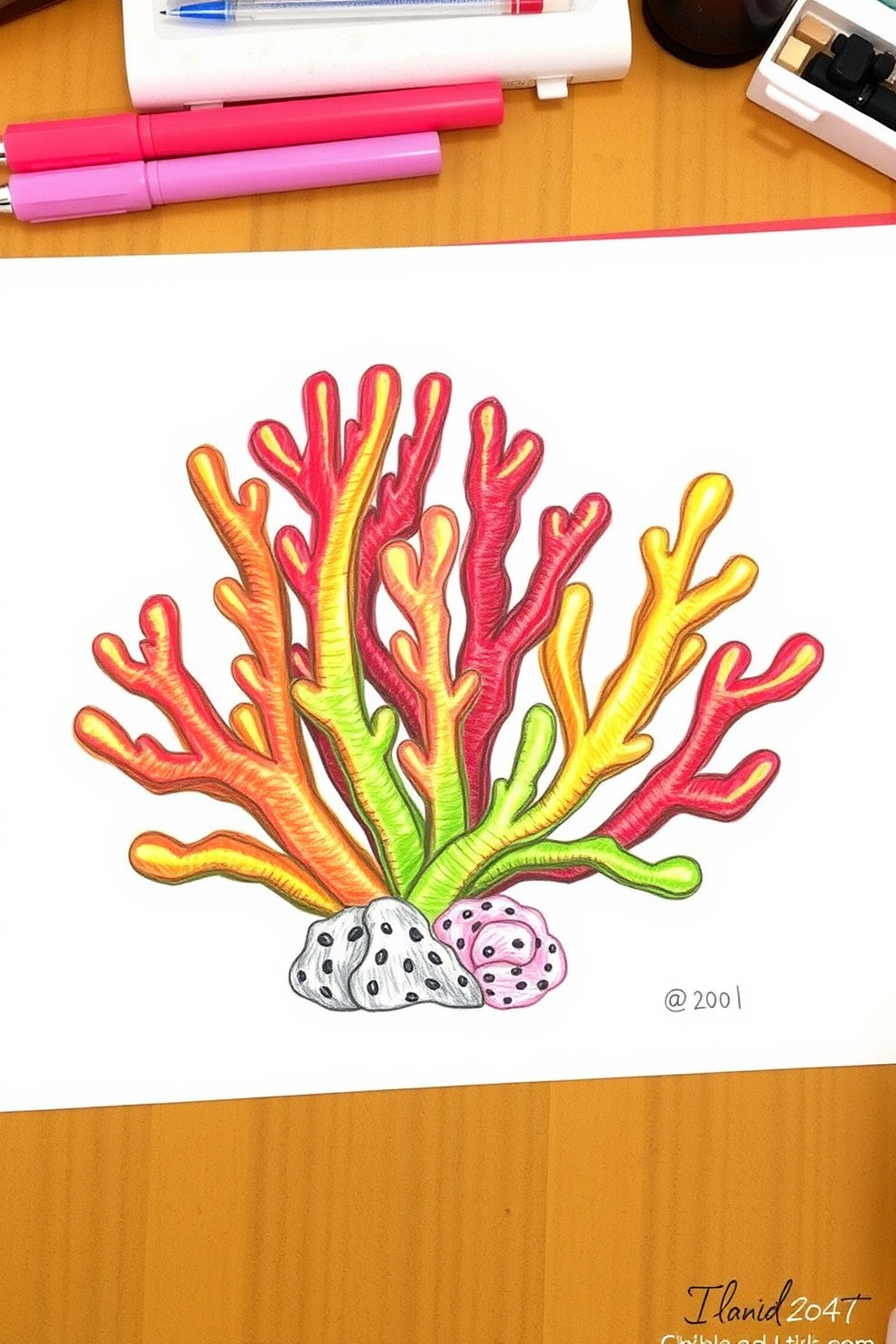 Colorful Coral Drawing