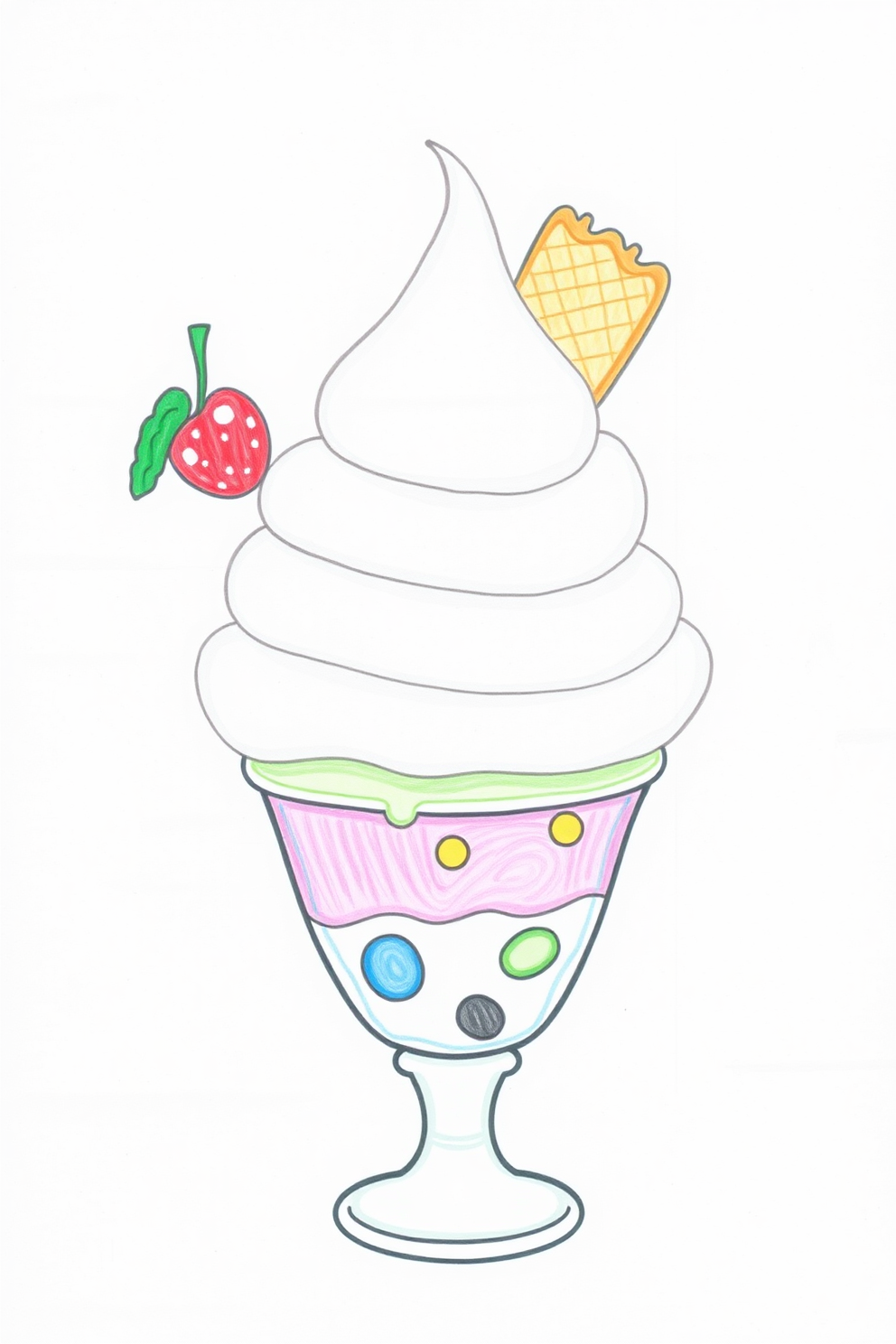Colorful Ice Cream Toppings Drawing