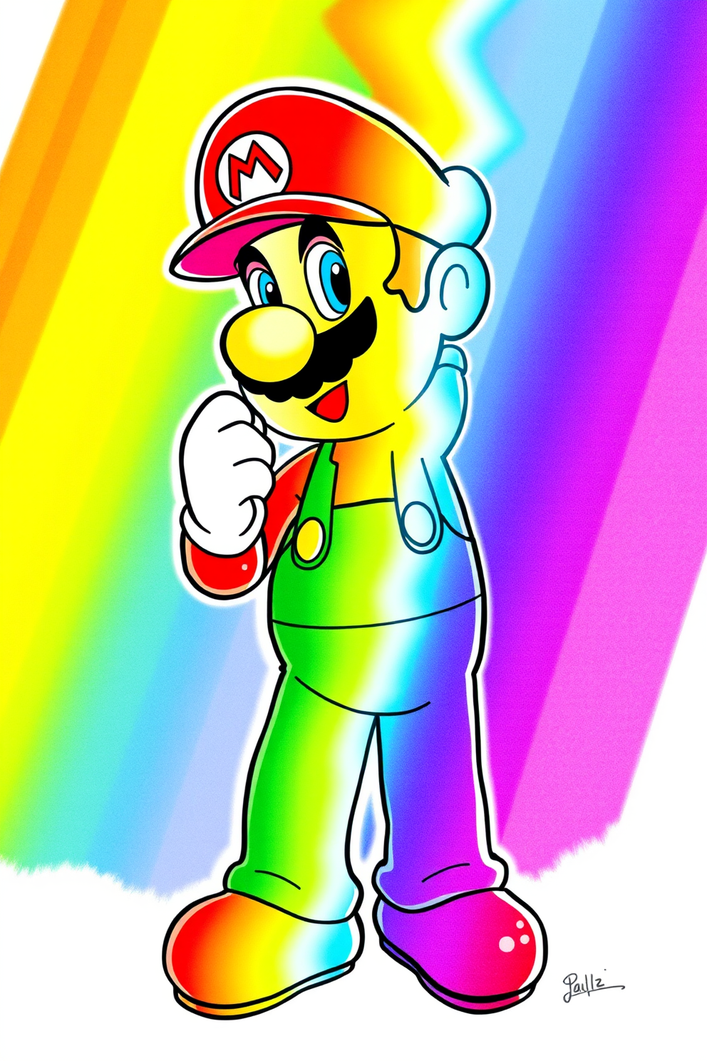 Colorful Mario Power-Up Drawing