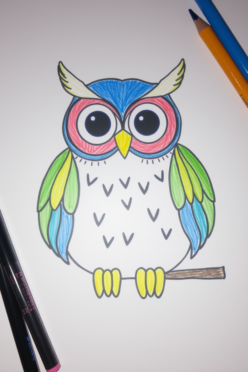 Colorful Owl Doodle Drawing