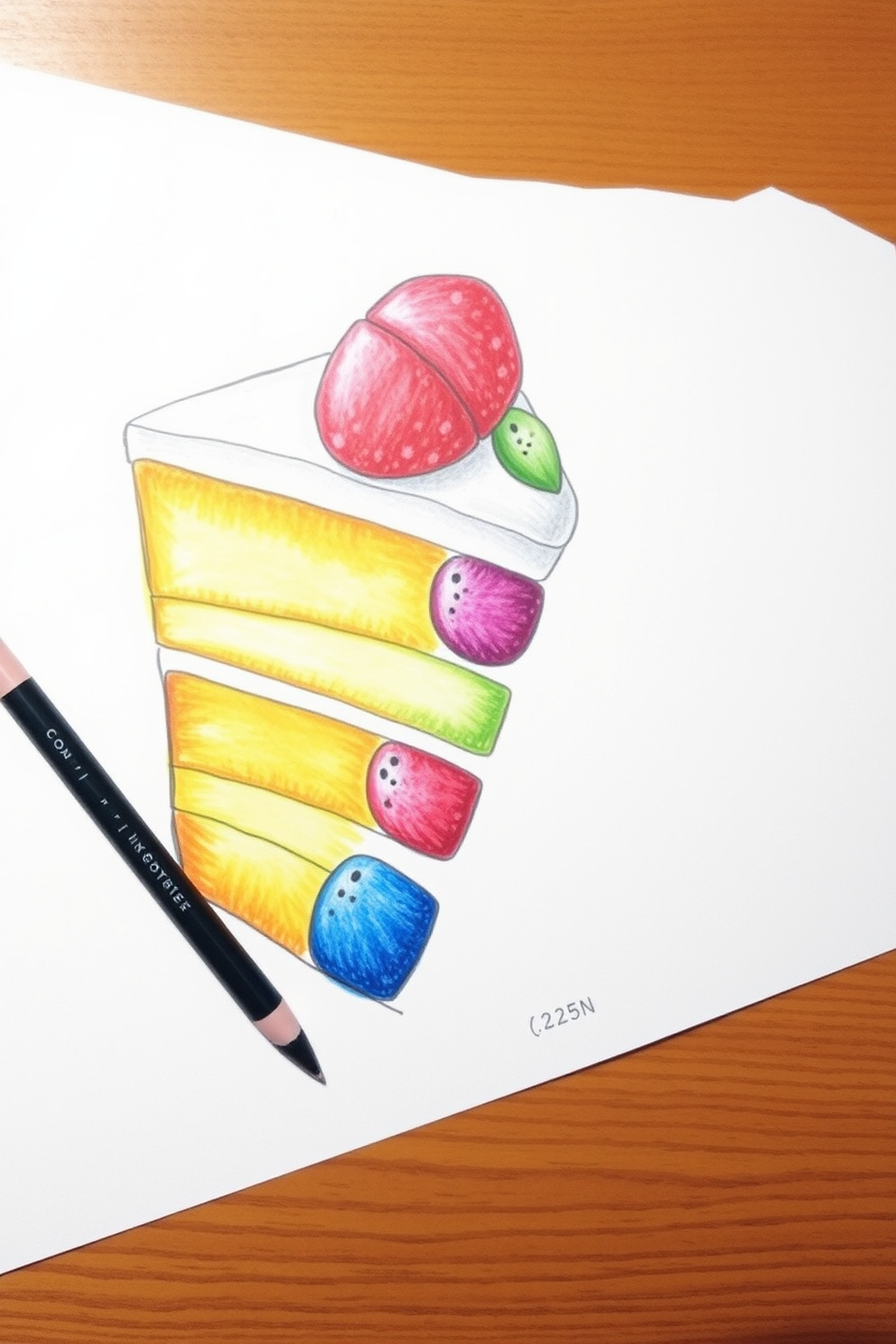 Colorful cake slice drawing