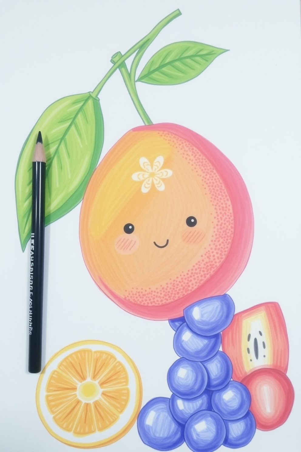 Colorful fruit drawing