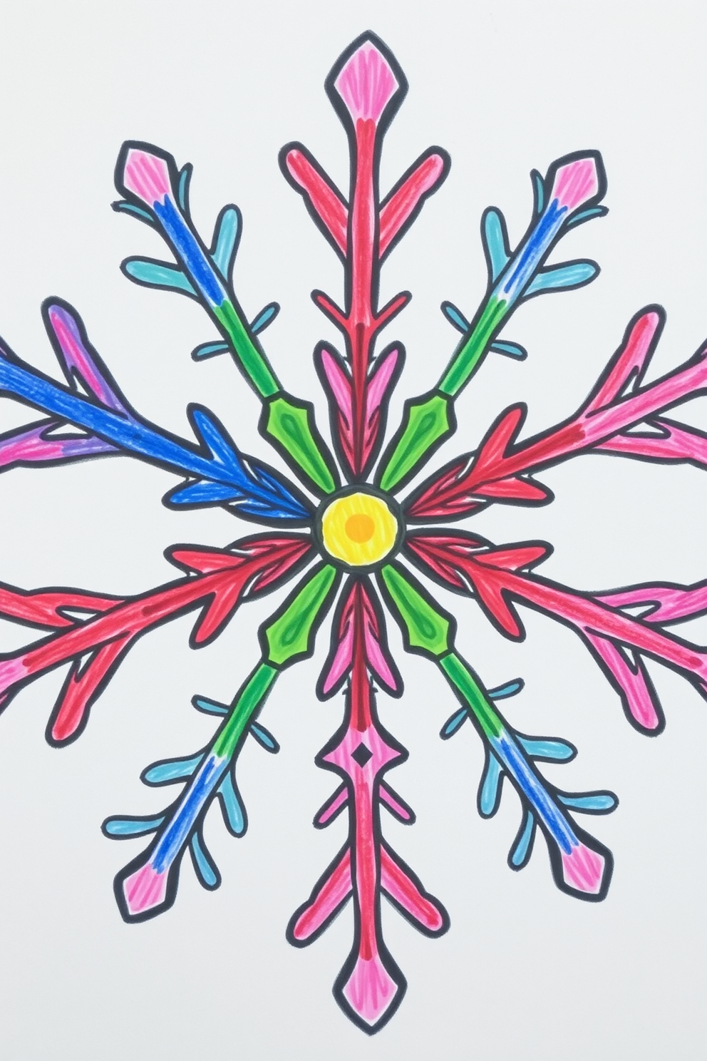 Colorful snowflake drawing