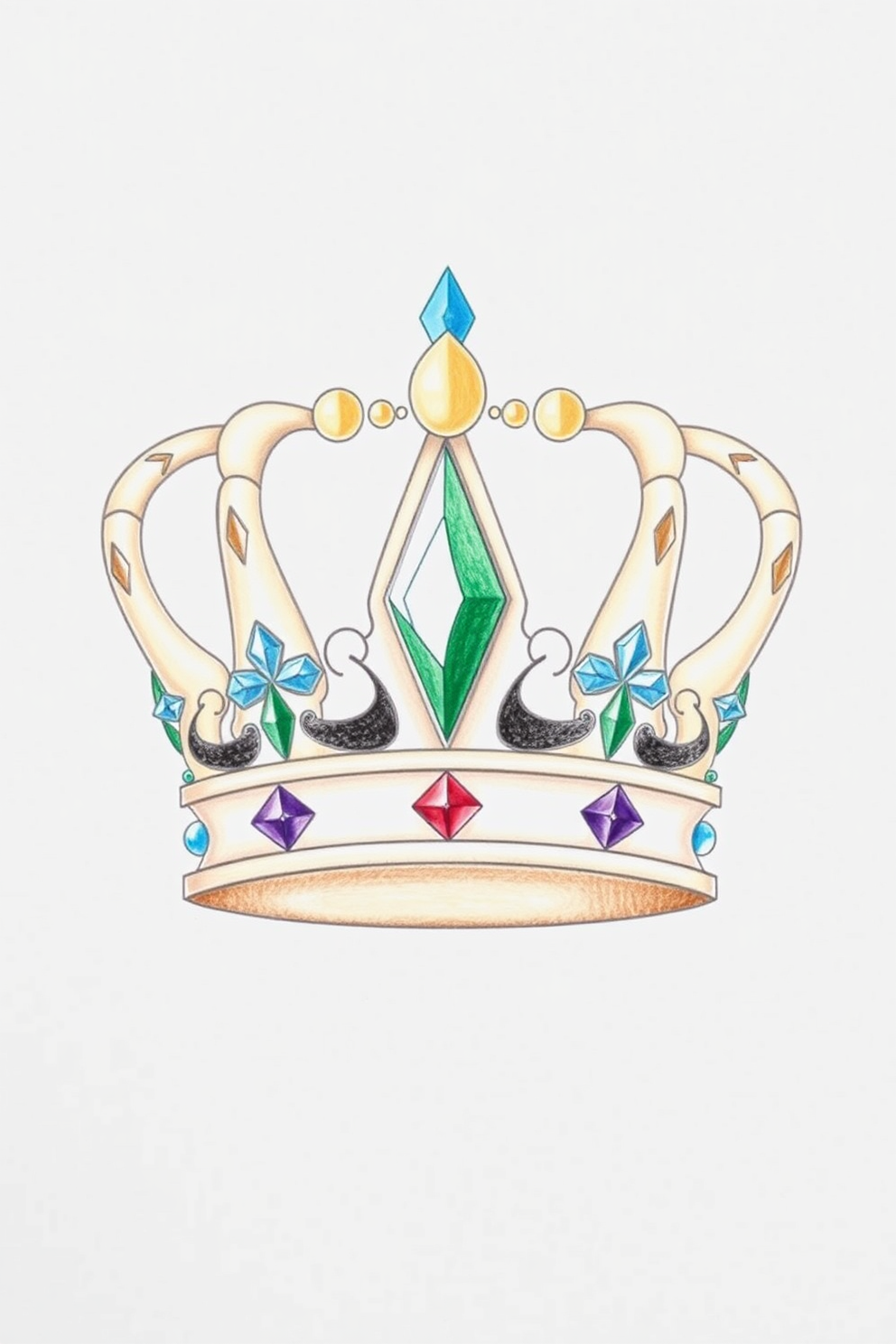 Crown with Gems Drawing