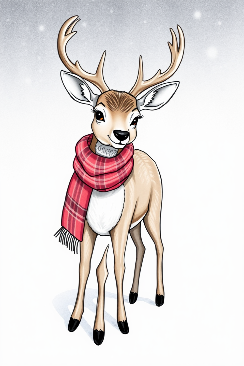 Deer with a scarf drawing