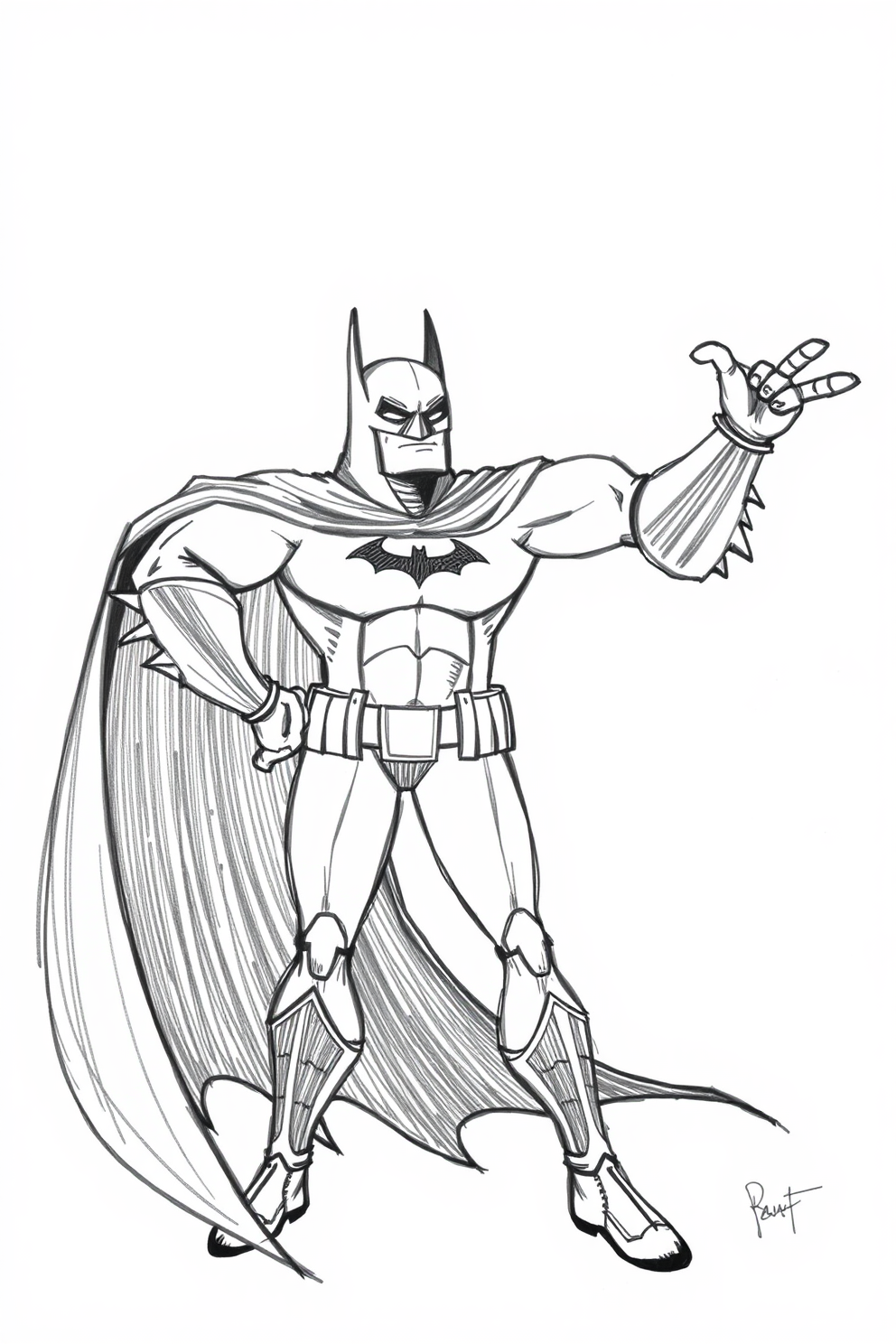 Doodle Batman in a Fun Pose Drawing