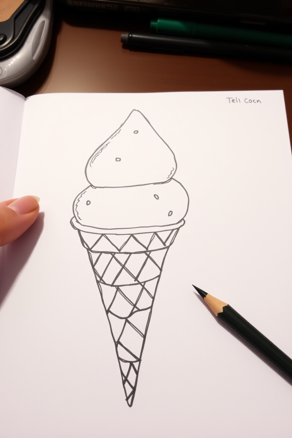 Doodle Ice Cream Cone Drawing
