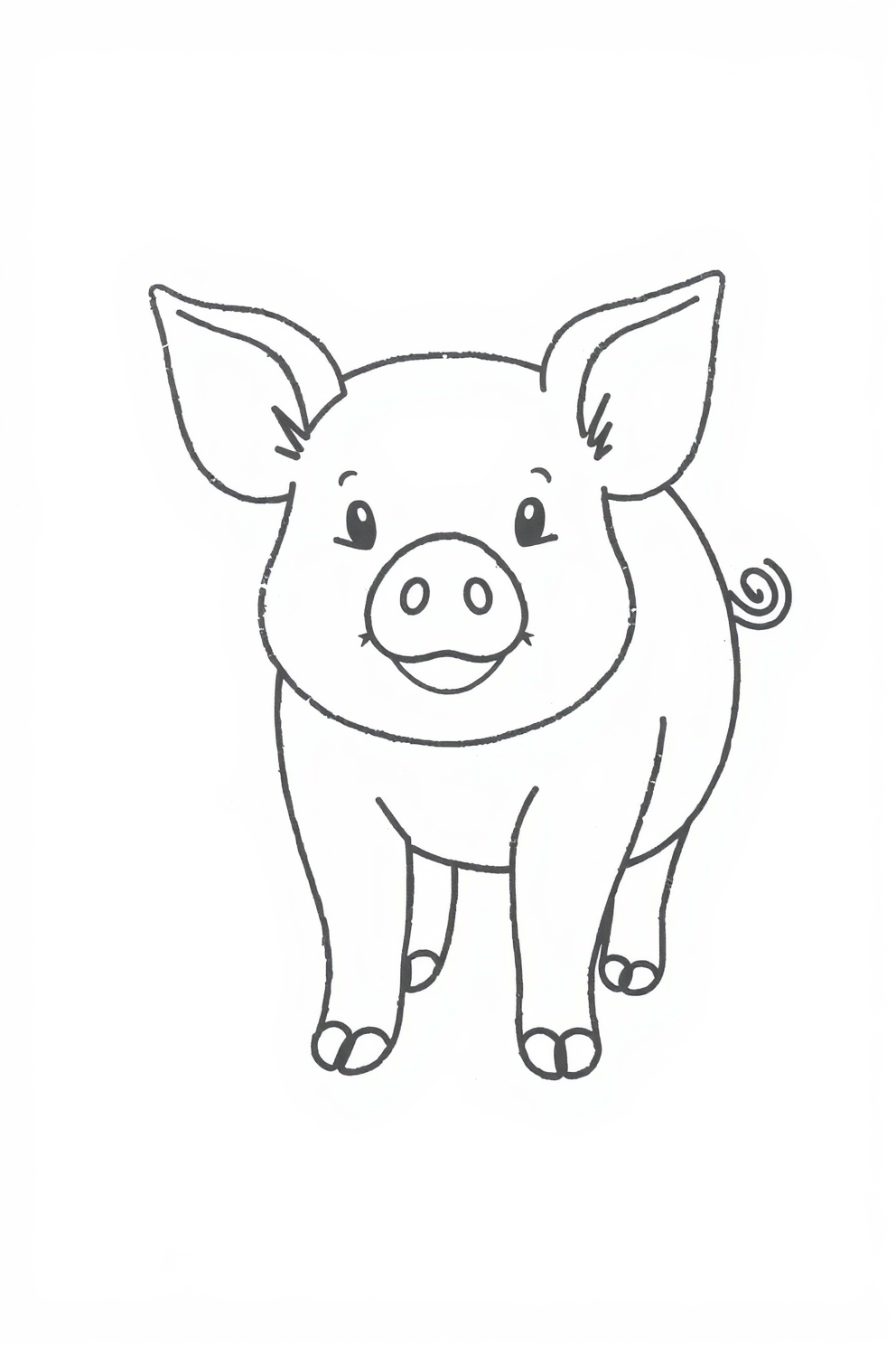 Easy Pig Outline Drawing