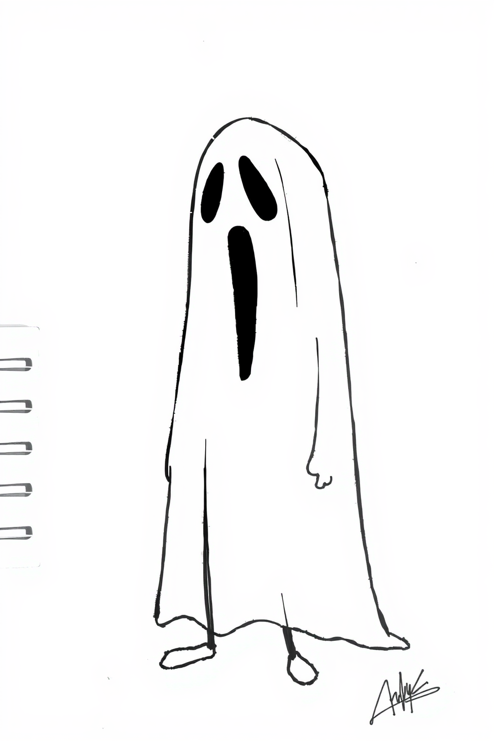 Ghostface as a cartoon character drawing