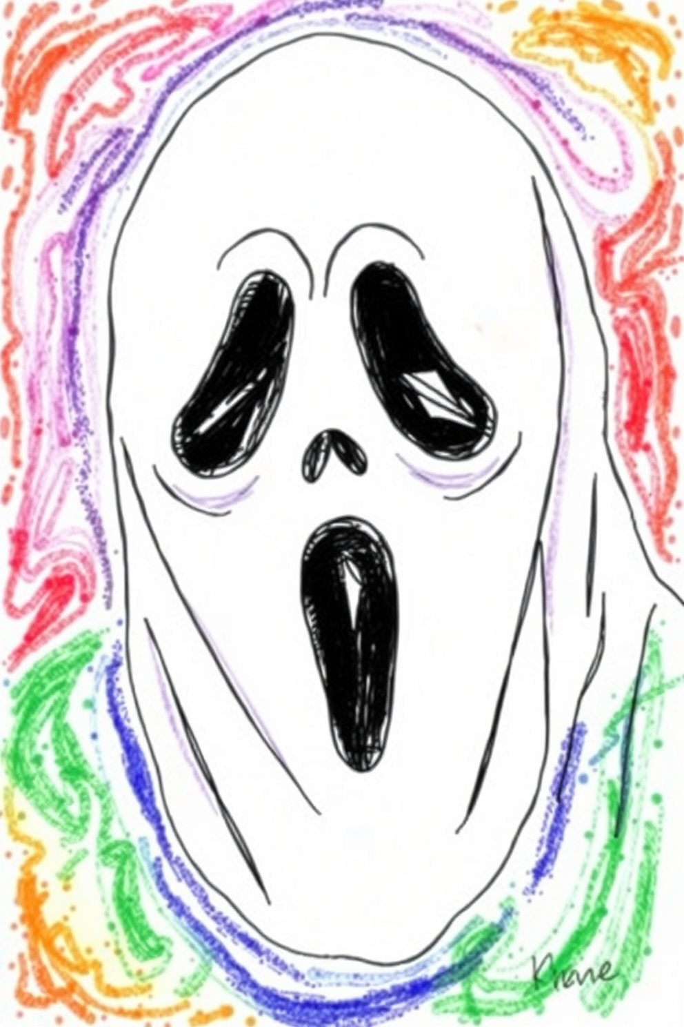 Ghostface colorful drawing