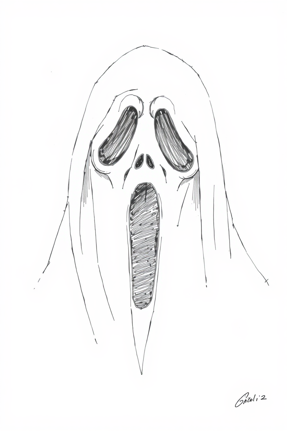 Ghostface monoline drawing