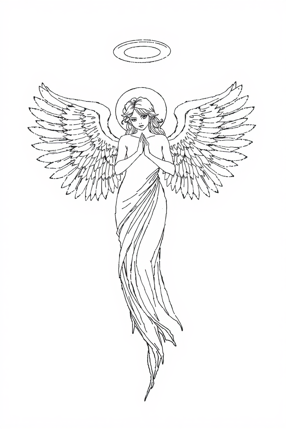 Line Drawing of an Angel