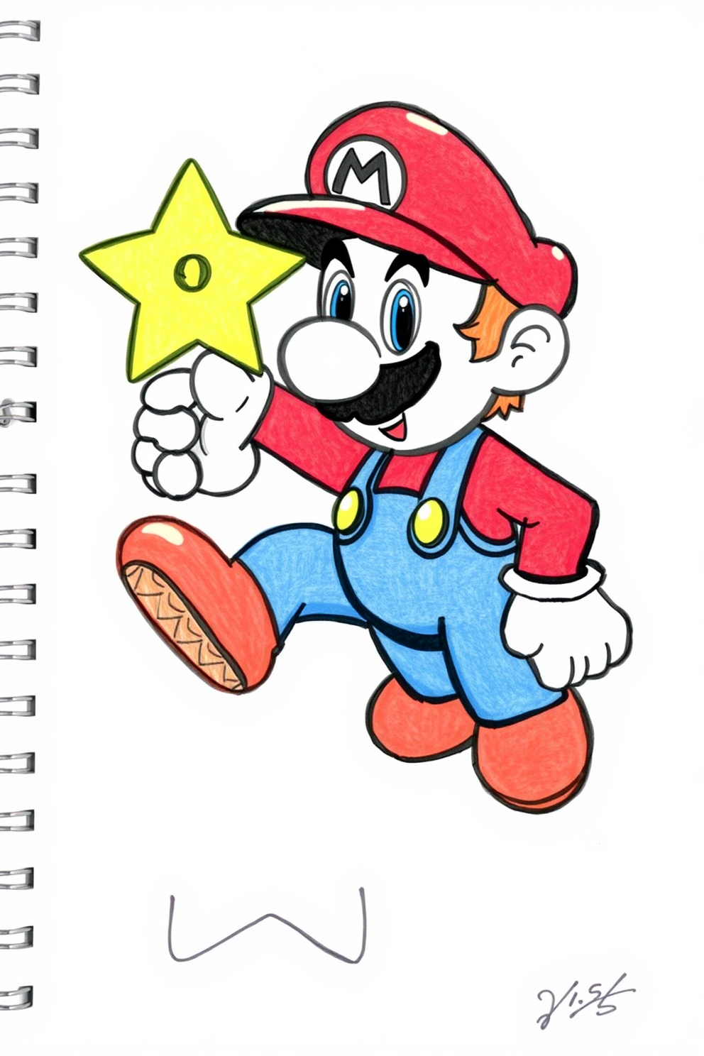 Mario with a Star Object Drawing