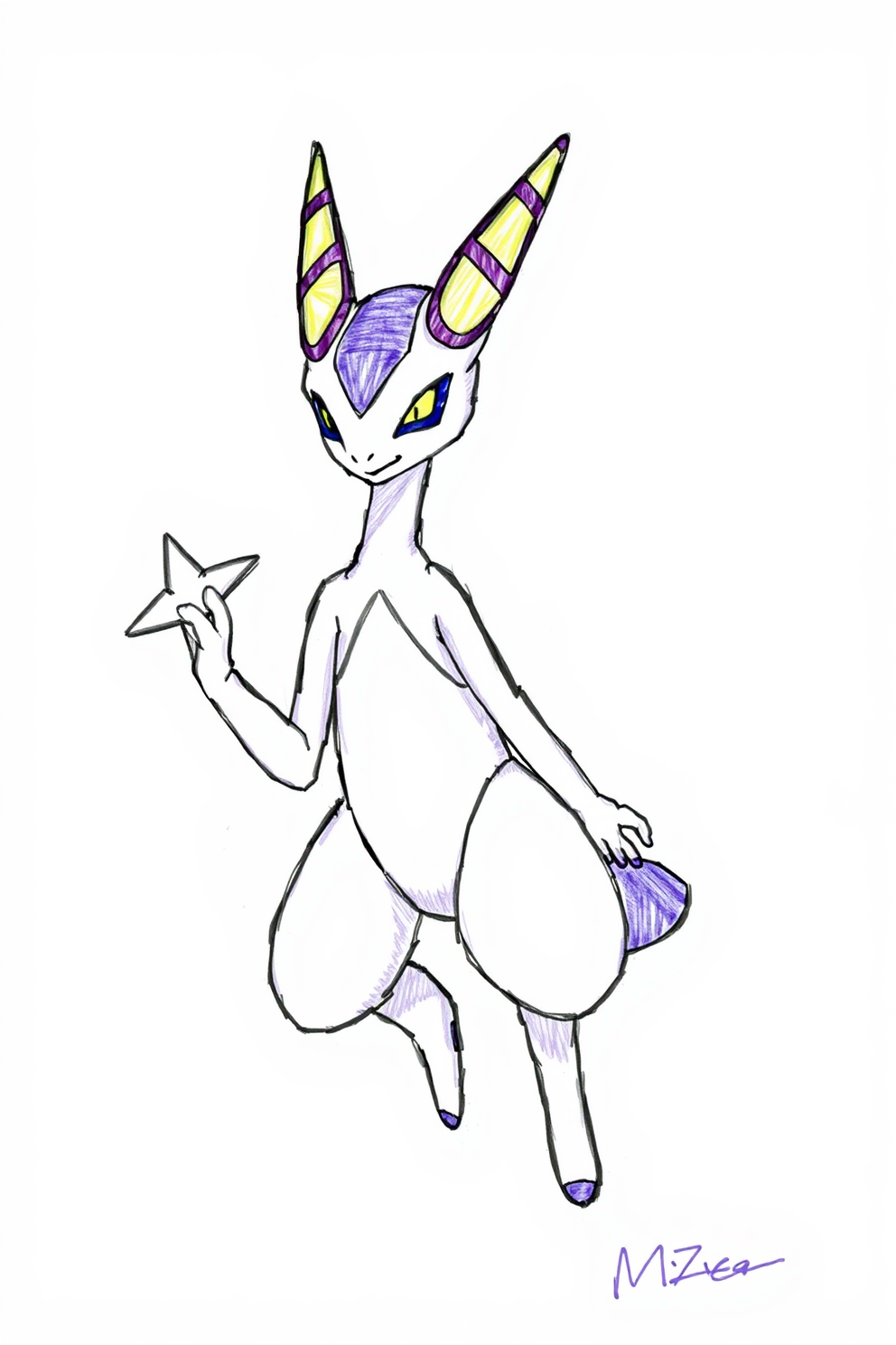 Mewtwo with stars drawing