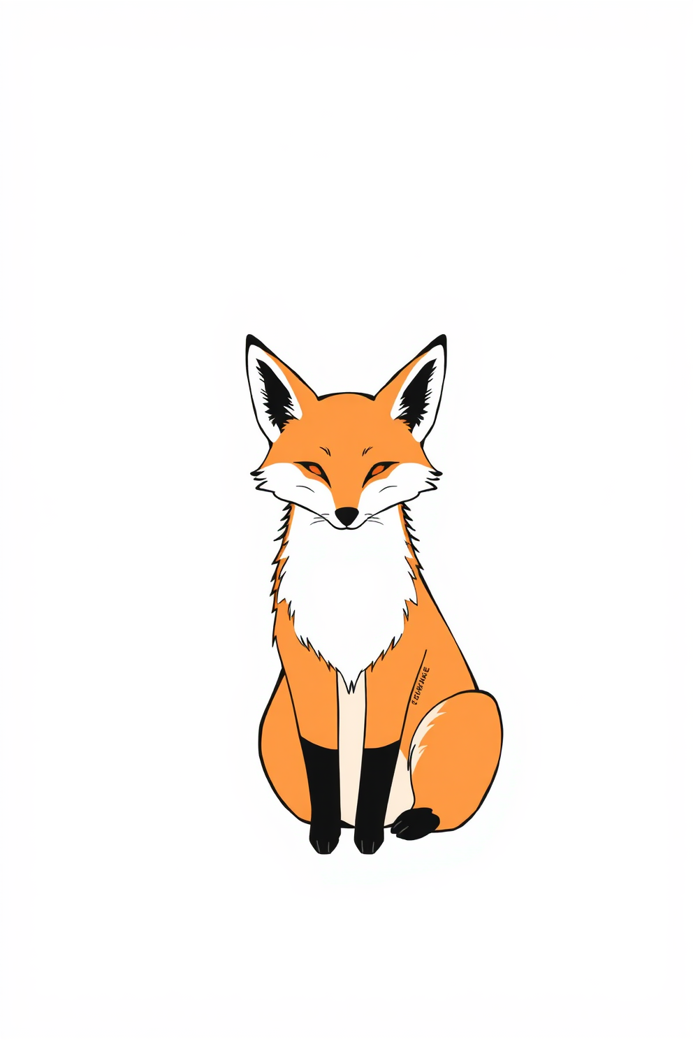 Minimalist Fox Illustration Drawing