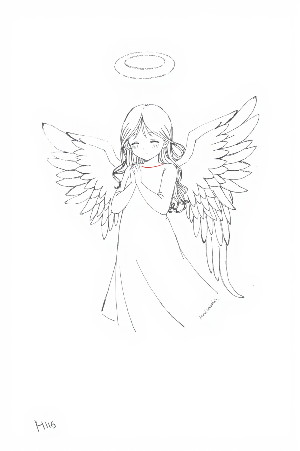 Monoline Angel Drawing