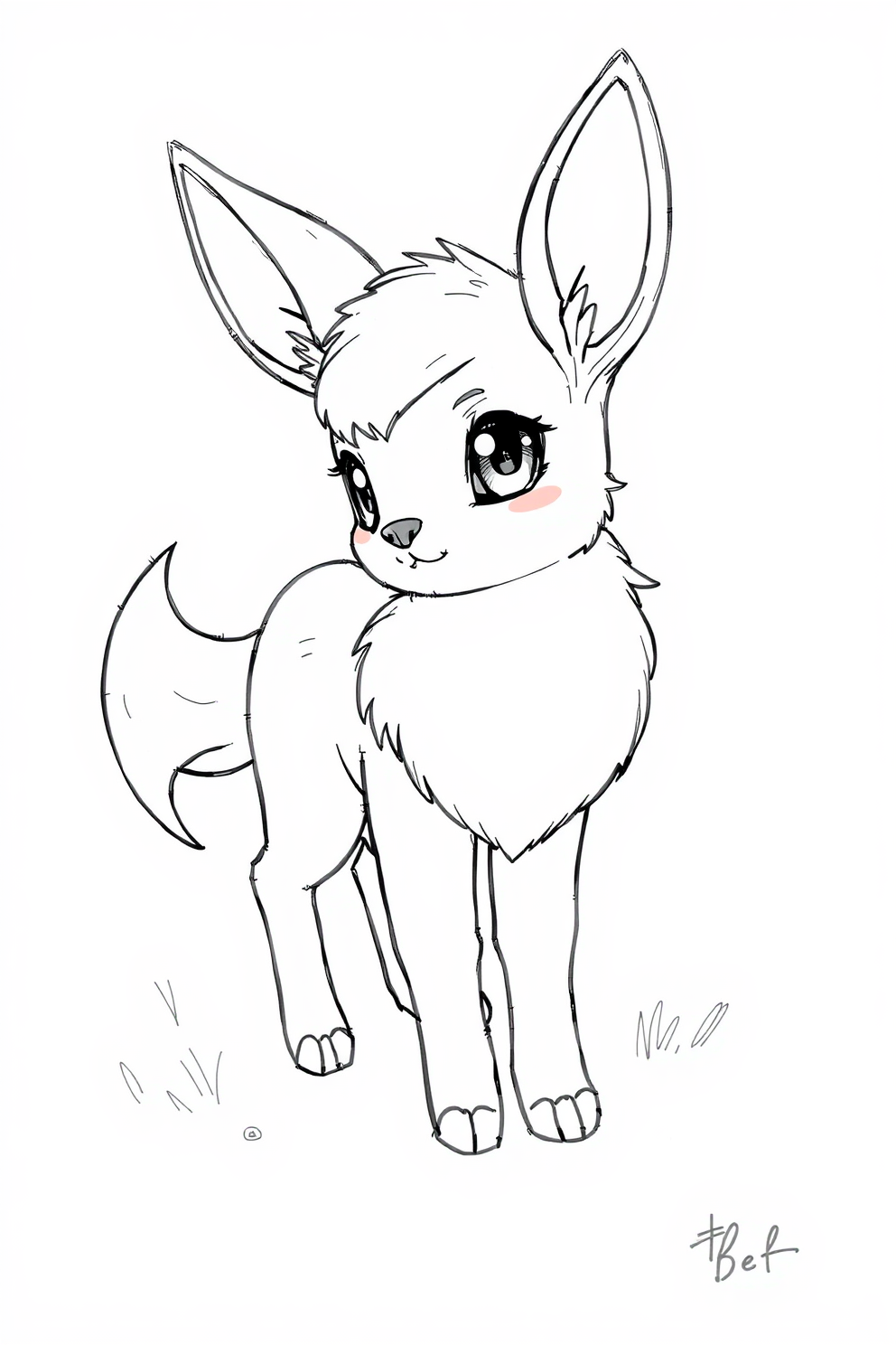 Monoline Eevee drawing