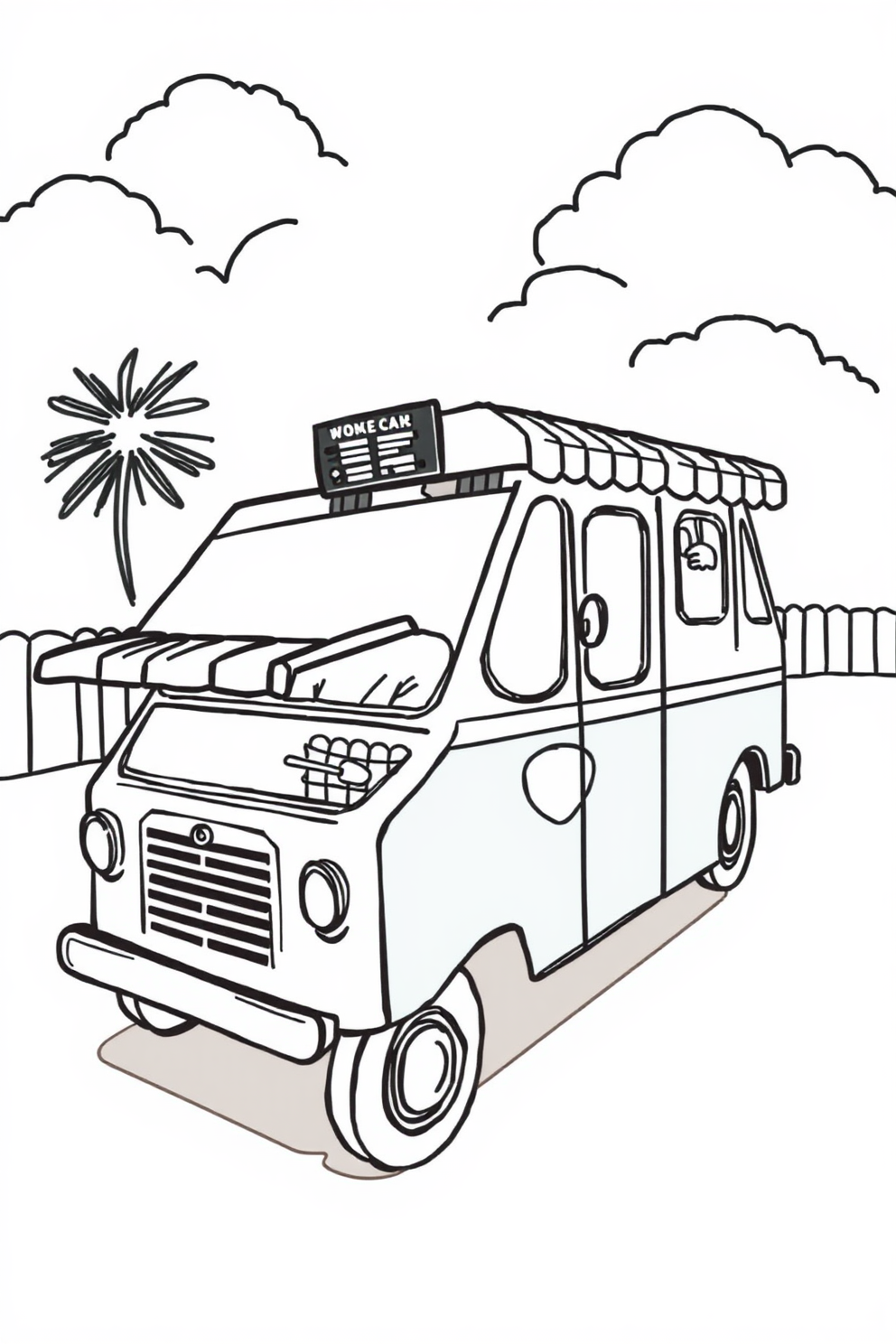 Monoline Ice Cream Truck Drawing
