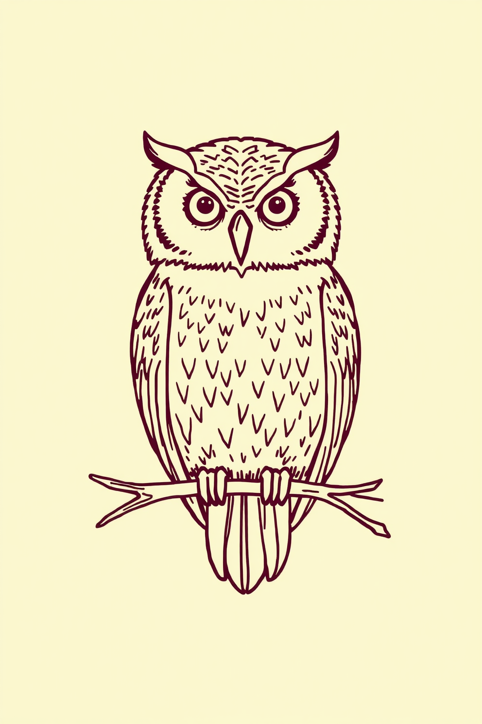 Monoline Owl Drawing