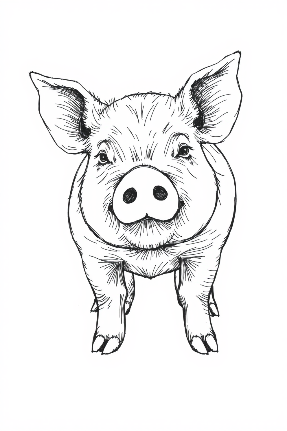 Monoline Pig Drawing