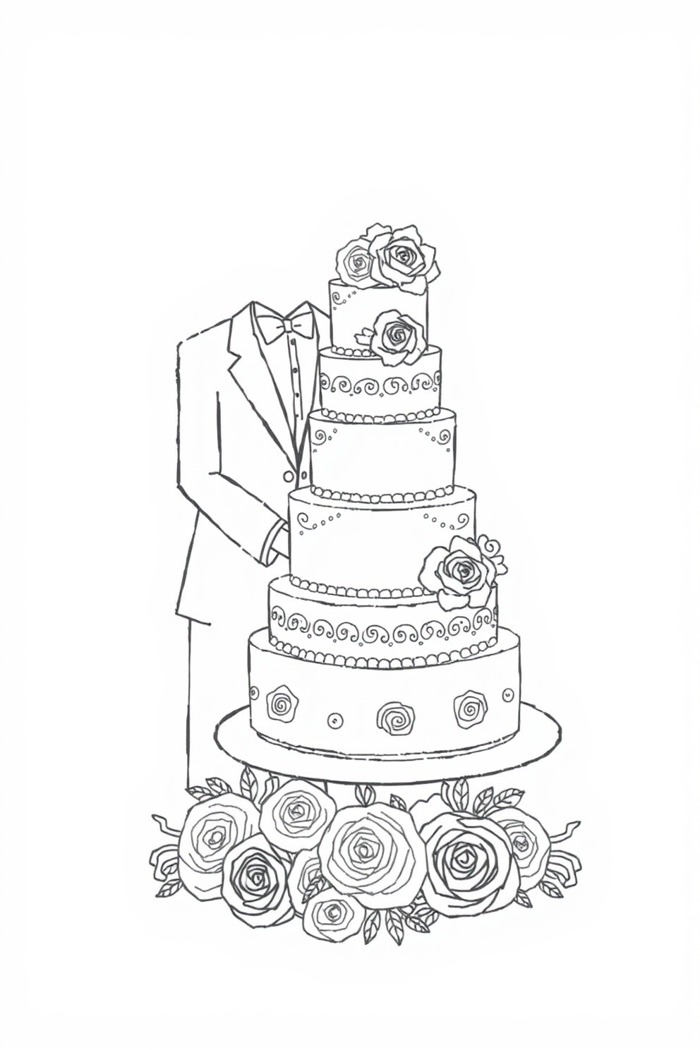Monoline wedding cake drawing