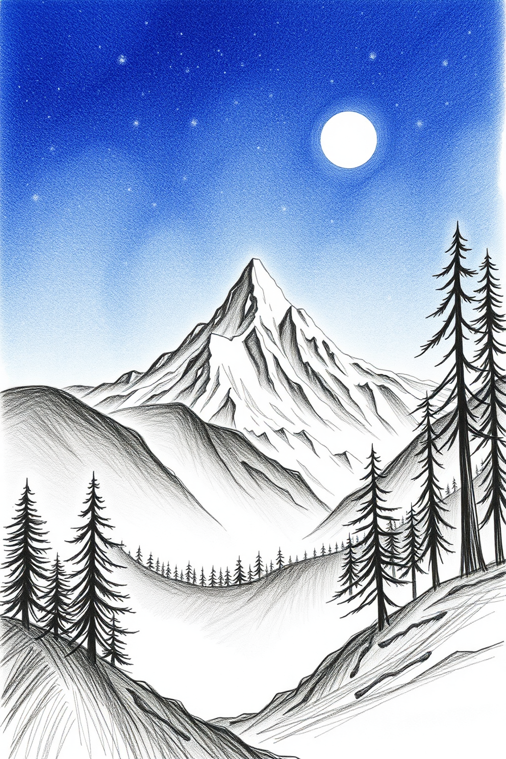 Mountain landscape drawing