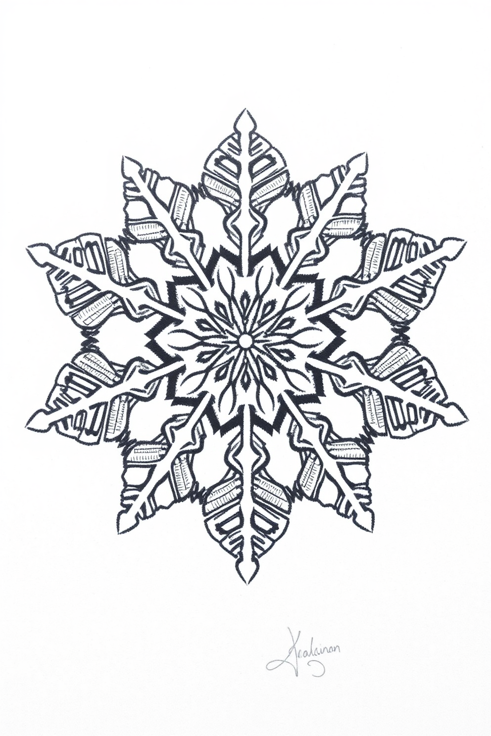 Patterned snowflake drawing