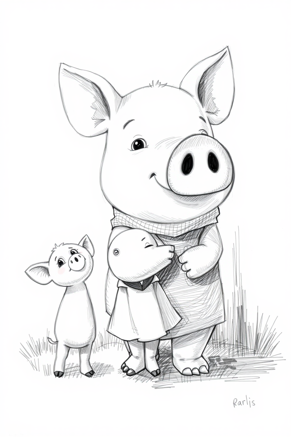 Pig and Friends Drawing