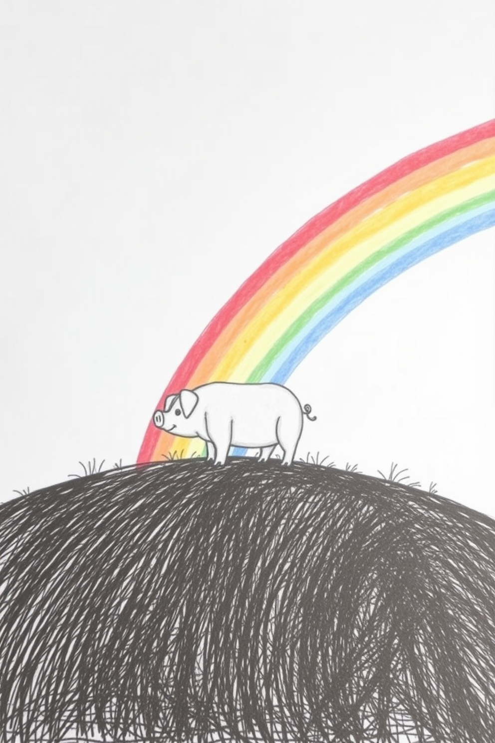 Pig and a Rainbow Drawing