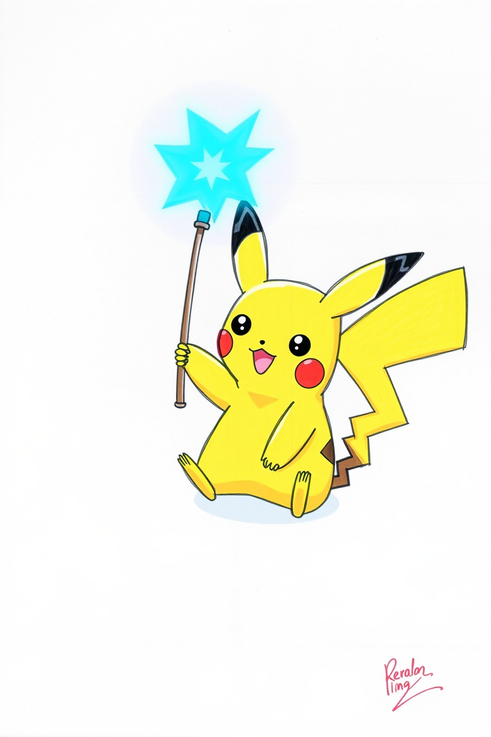 Pikachu with a Magic Wand Drawing