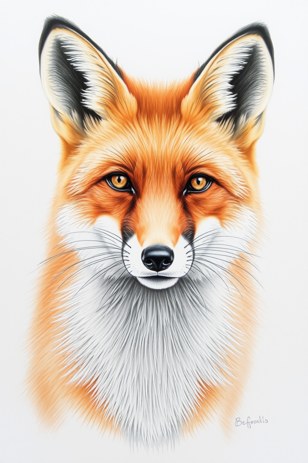 Realistic Fox Portrait Drawing