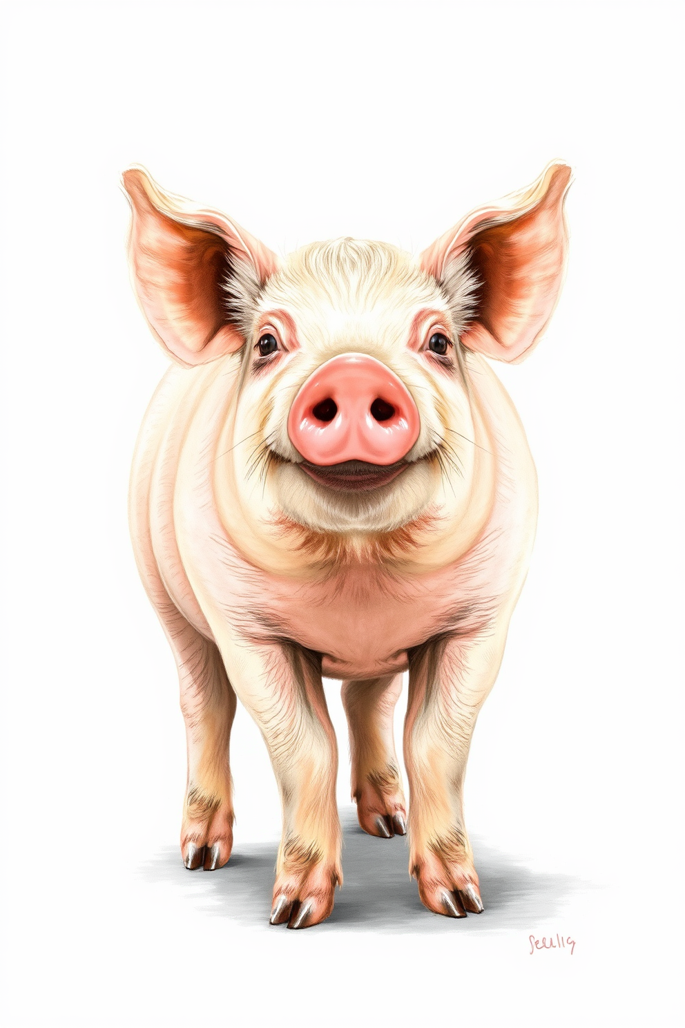 Realistic Pig Drawing