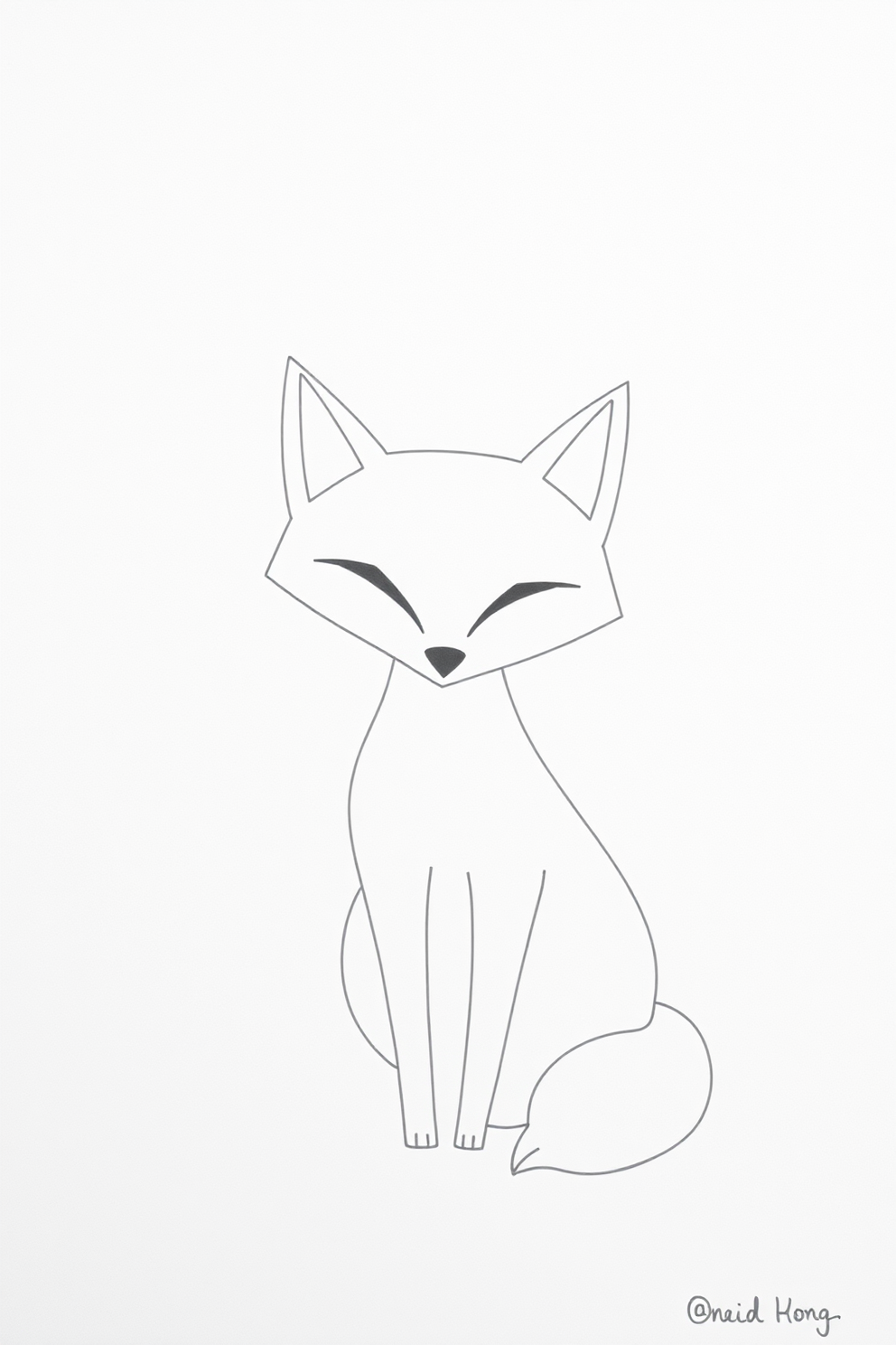 Simple Fox Line Drawing