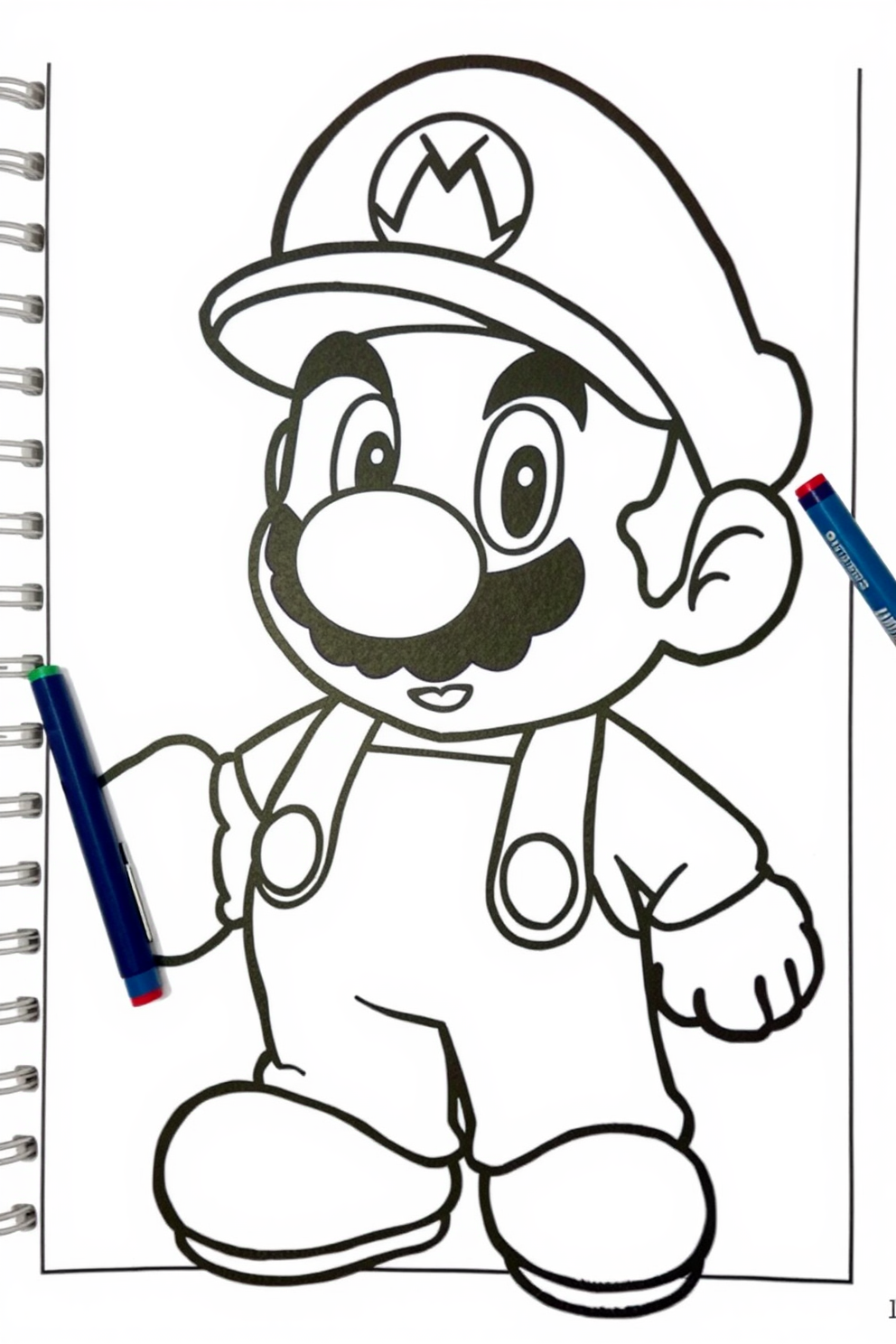 Simple Mario Character Line Drawing