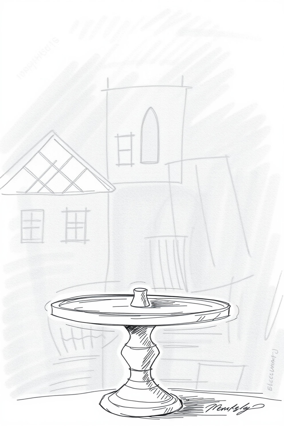 Sketch drawing of a cake stand