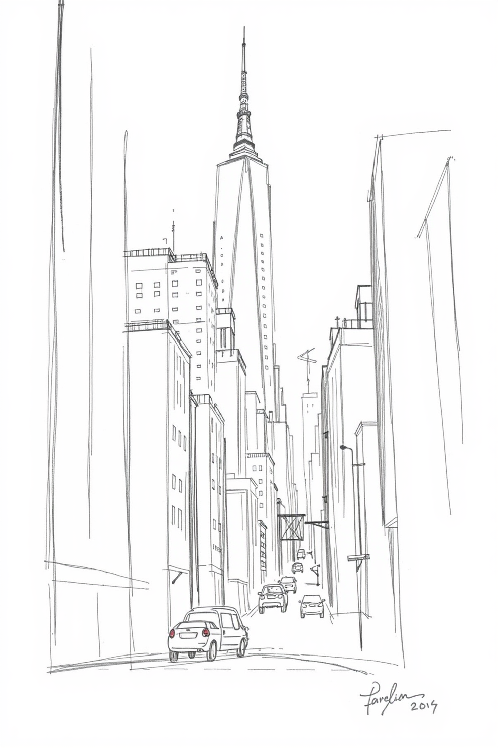 Sketchy Cityscape Drawing