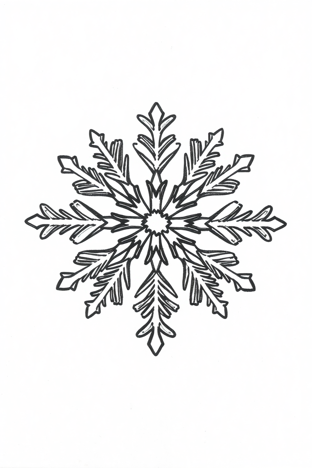 Snowflake with embedded stars drawing