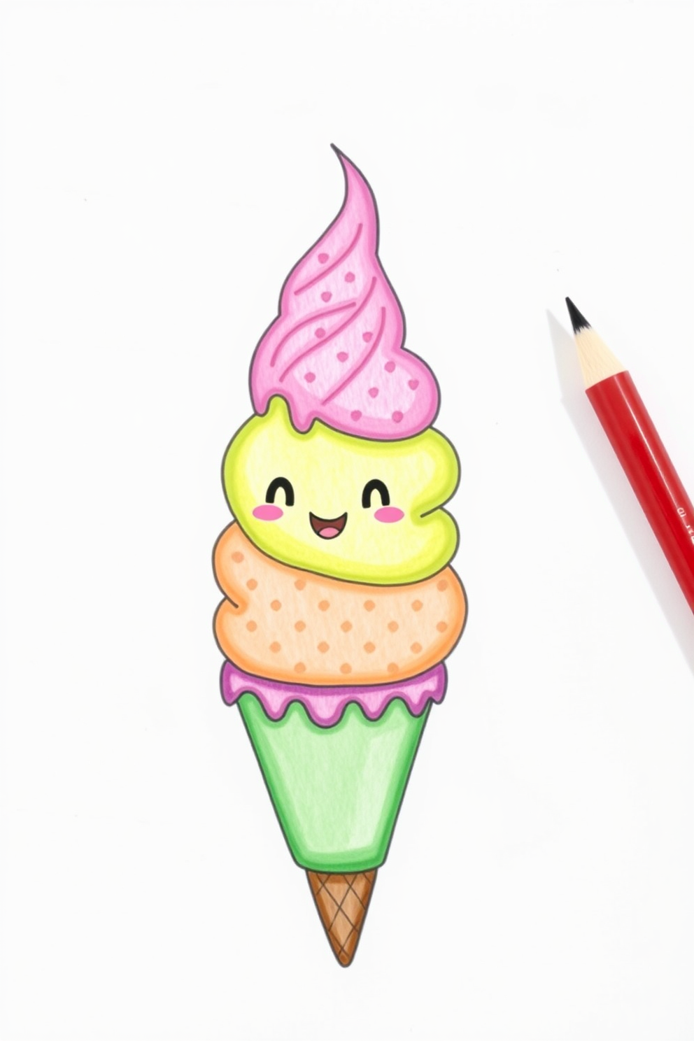 Whimsical Ice Cream Characters Drawing